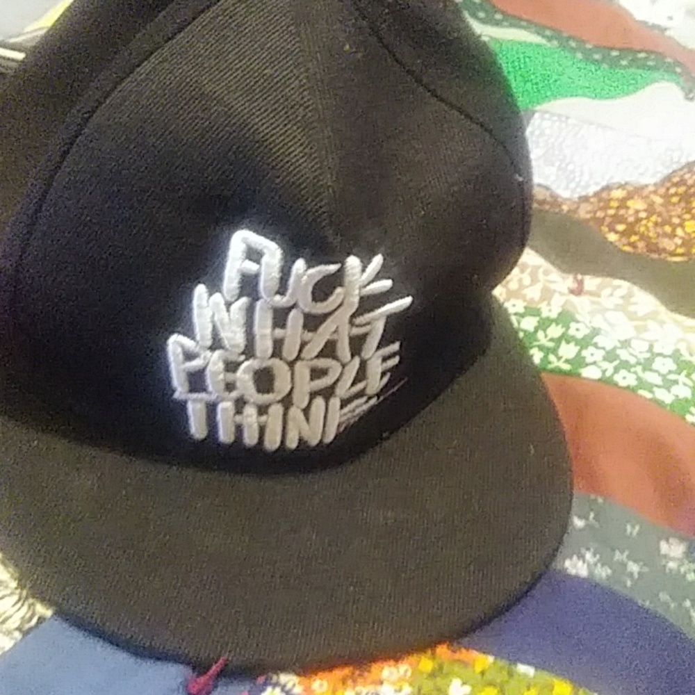 Hat that says fuck what people think